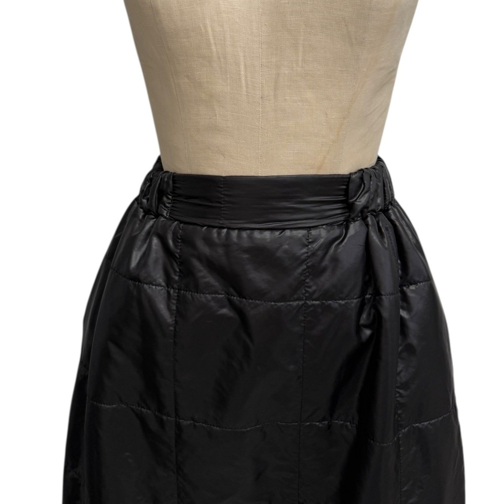 LUUKAA Black Quilted Puffer Midi Skirt Sz 6 Drawstring Hem Elastic Waist Pockets - Picture 3 of 8